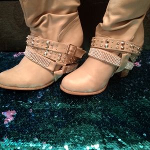 Nude Buckle low heel boots
